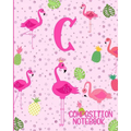 Composition Notebook C: Pink Flamingo Initial C Composition Wide Ruled Notebook - Paperback