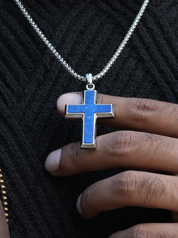 Lapis Lazuli Cross Pendant Necklace