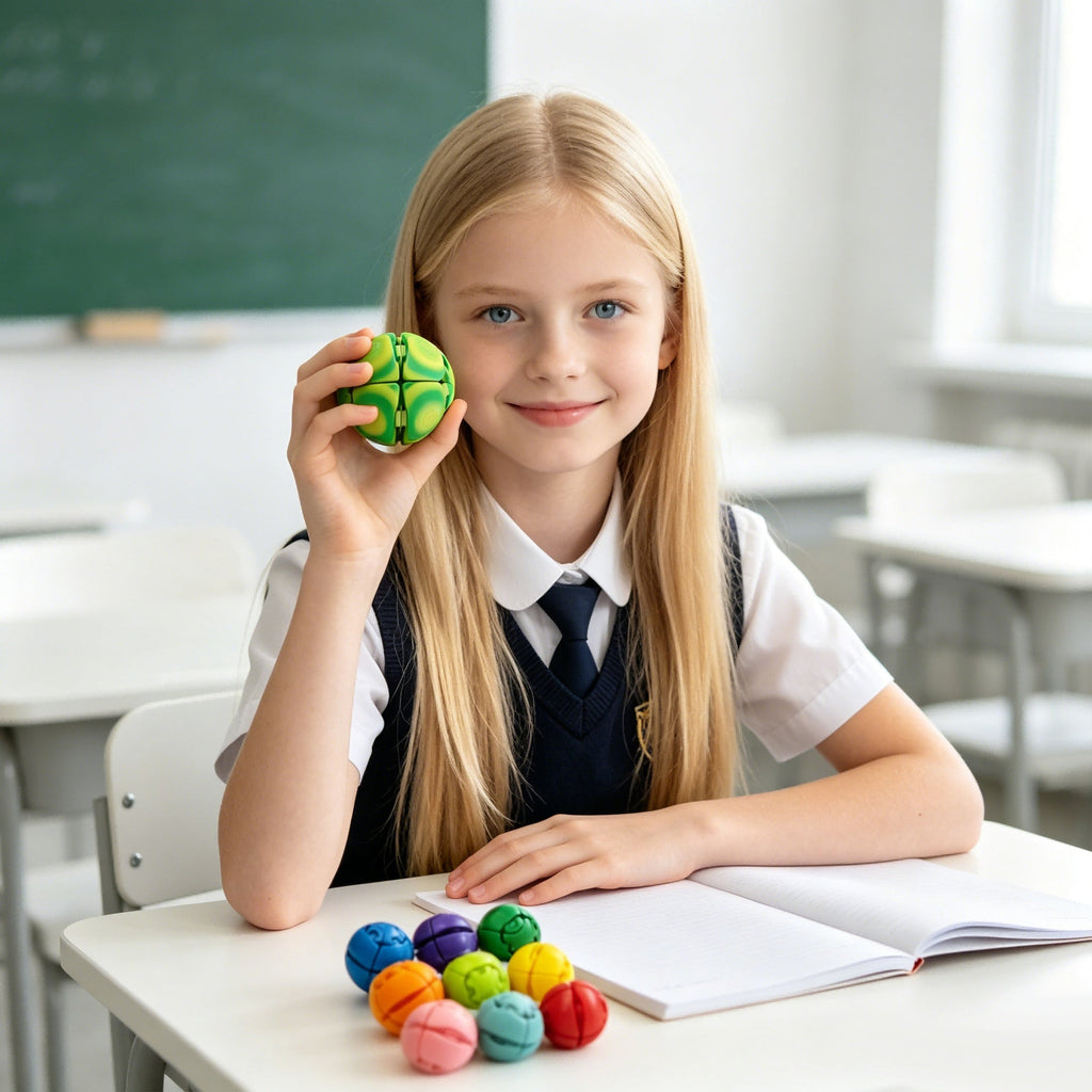Spring Green Large 3D Printed Stress Relief Ball With 9PCS Mini Fidget Sphere Set, Transforming Press Rotate Sensory Desk Fidget Bundle