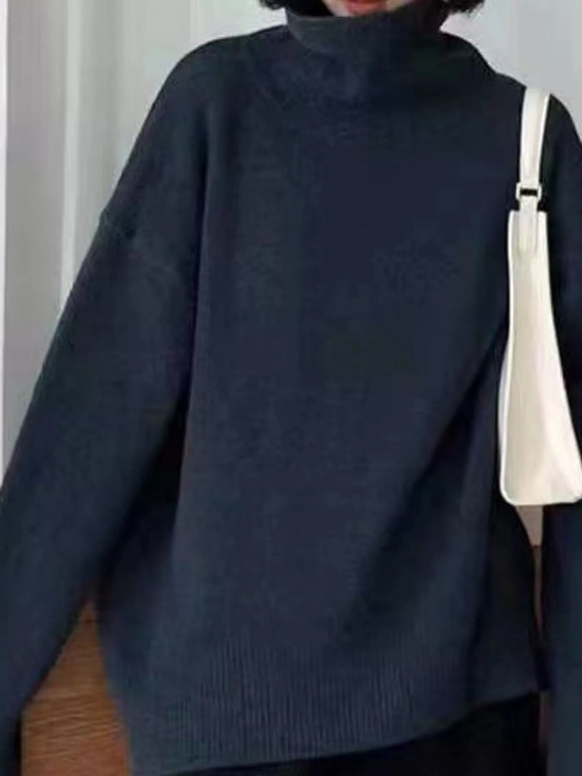 Turtleneck Dropped Shoulder Sweater