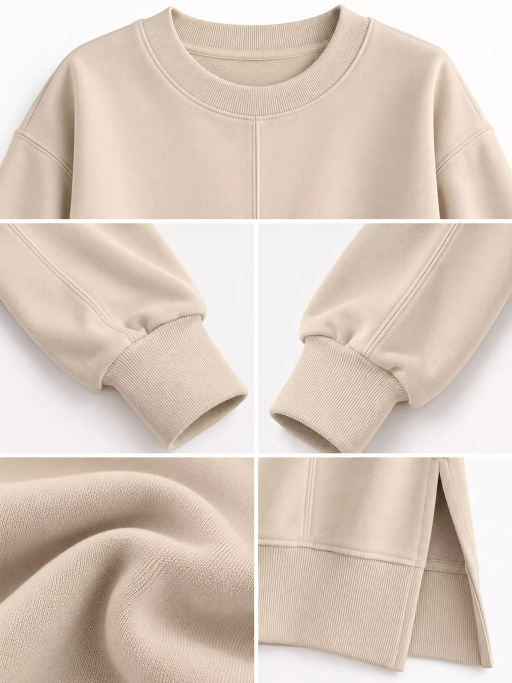 Oversized Crew Neck Sweatshirt with Side Slit