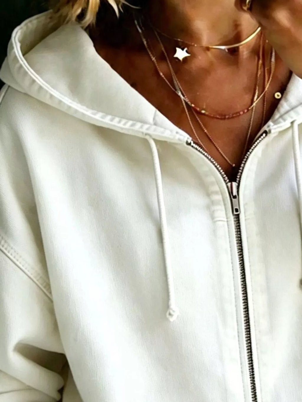 Full Size Zip-Up Dropped Shoulder Hoodie Plus Size