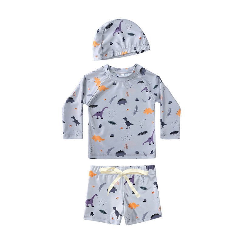 Kids Long-sleeve Sun-protective Two-piece Swimsuit