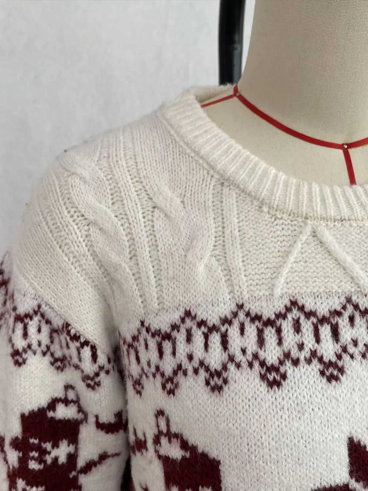 Christmas Snowman Pattern Cable Knit Sweater