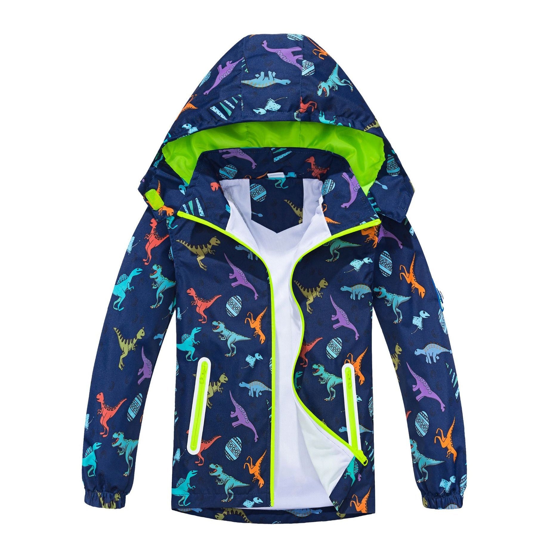 Springautumn New-arrival Dinosaur-print Gradient-color Zip-up Hoodie For Boys And Girls