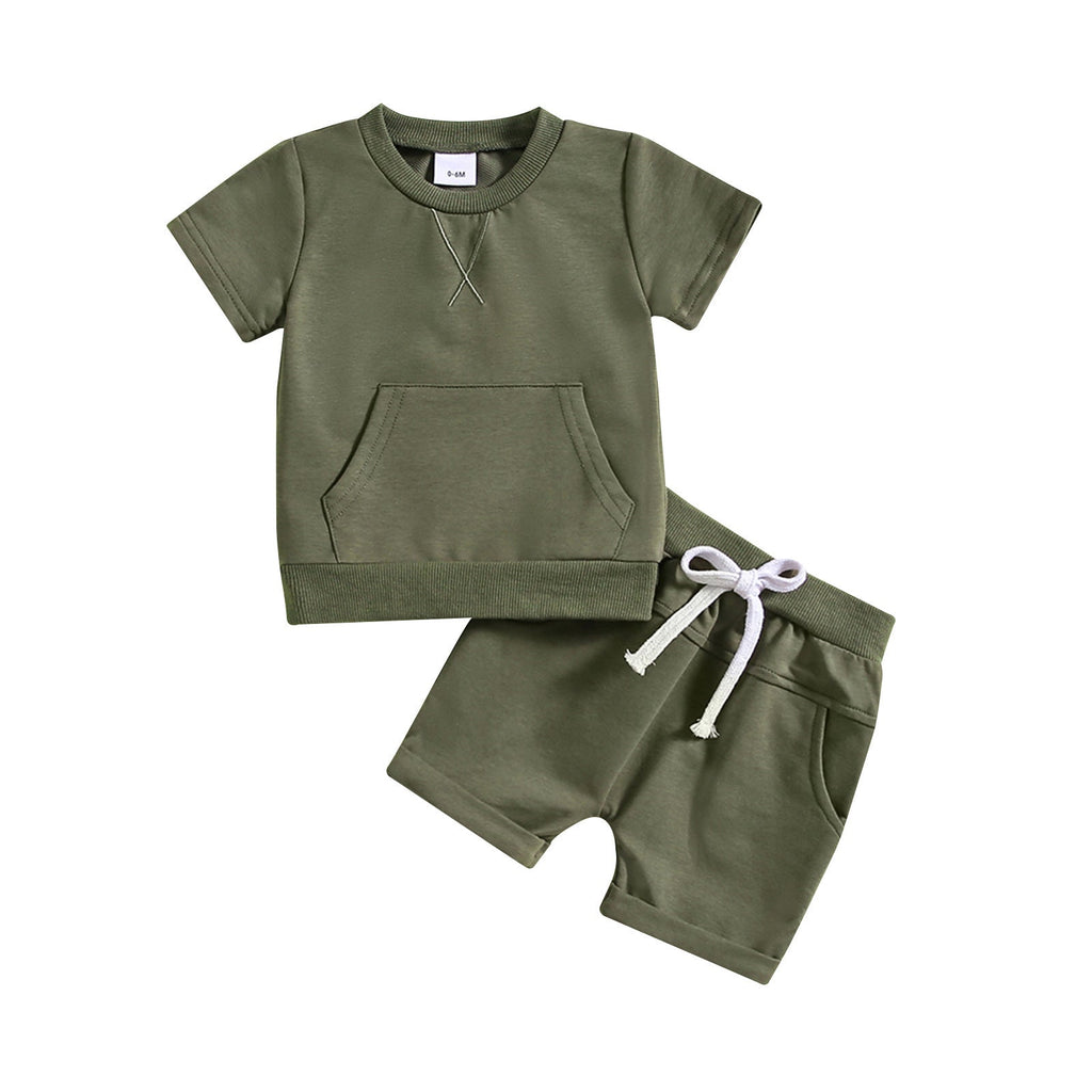 Boys And Girls Alphabet Embroidery Two-piece Suit