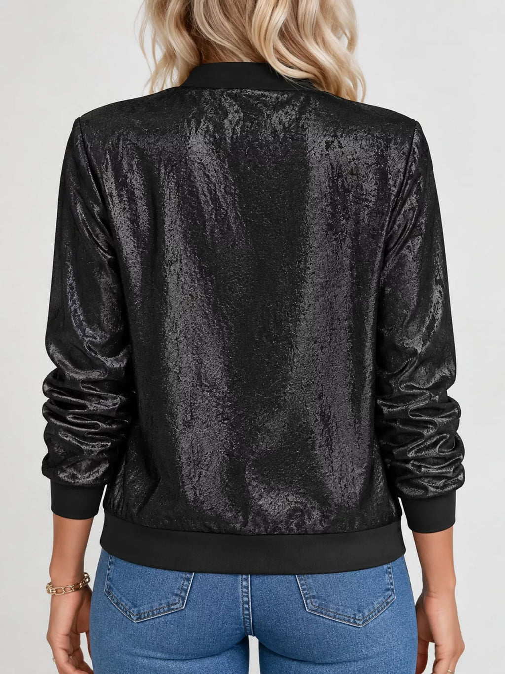 Full Size Zip Up Long Sleeve Jacket Plus Size