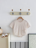 Babys Simple And Comfortable Waffle-knit Short-sleeve Onesie