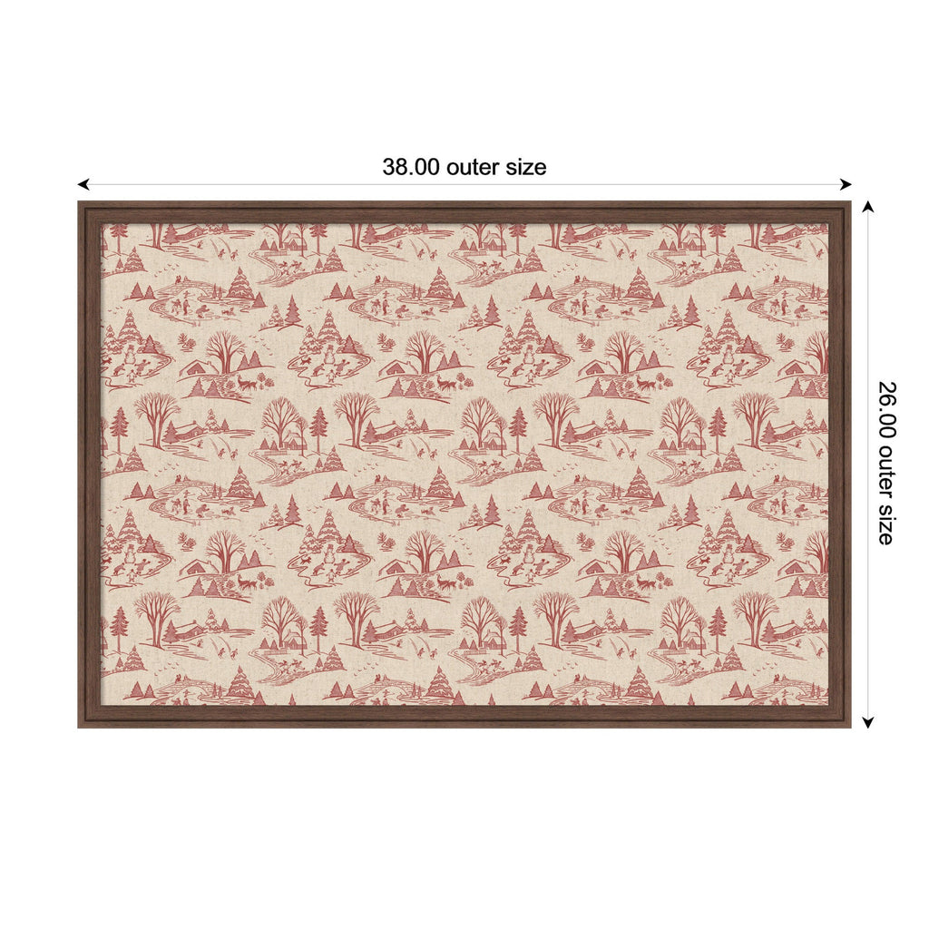 Framed Fabric Magnetic Board Wonderland Red Toile Wall Organization
