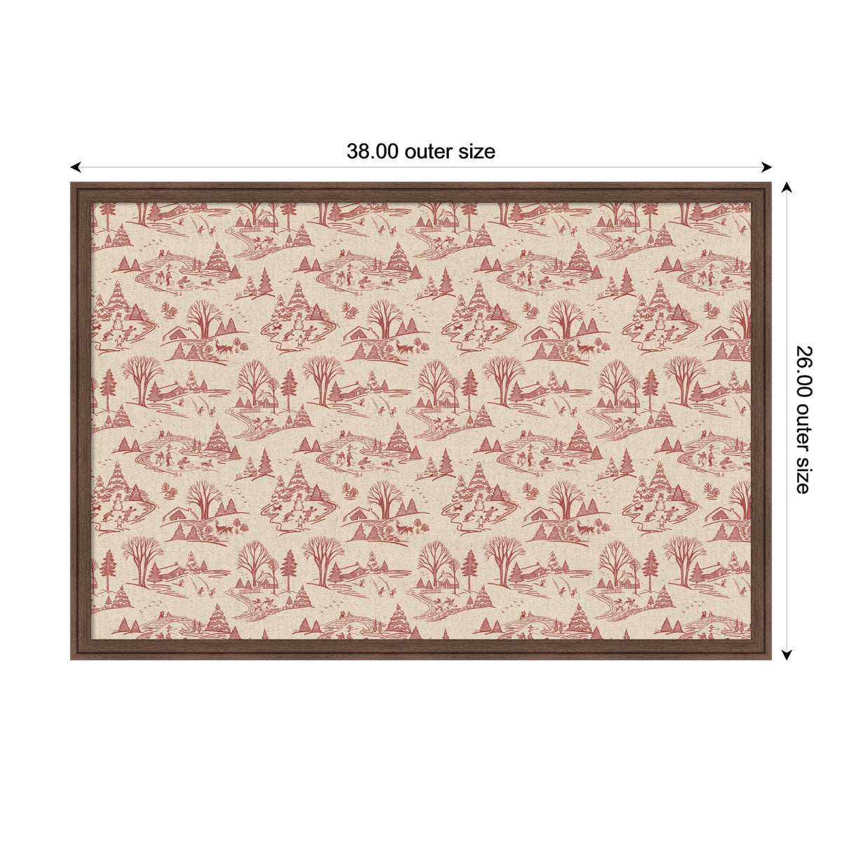 Framed Fabric Magnetic Board Wonderland Red Toile Wall Organization