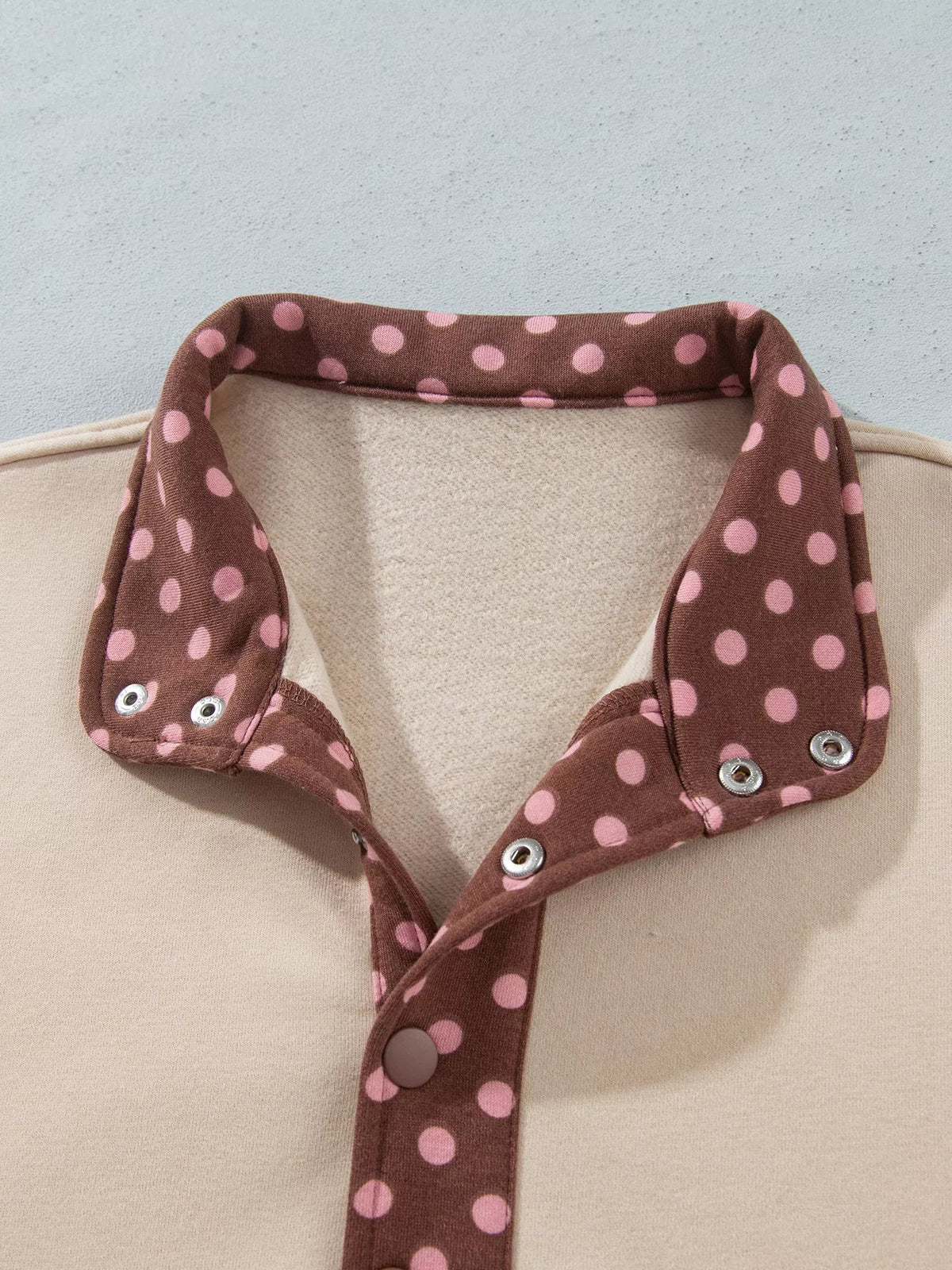Polka Dot Contrast Baggy Pullover and Elastic Waist Shorts 2pcs Set