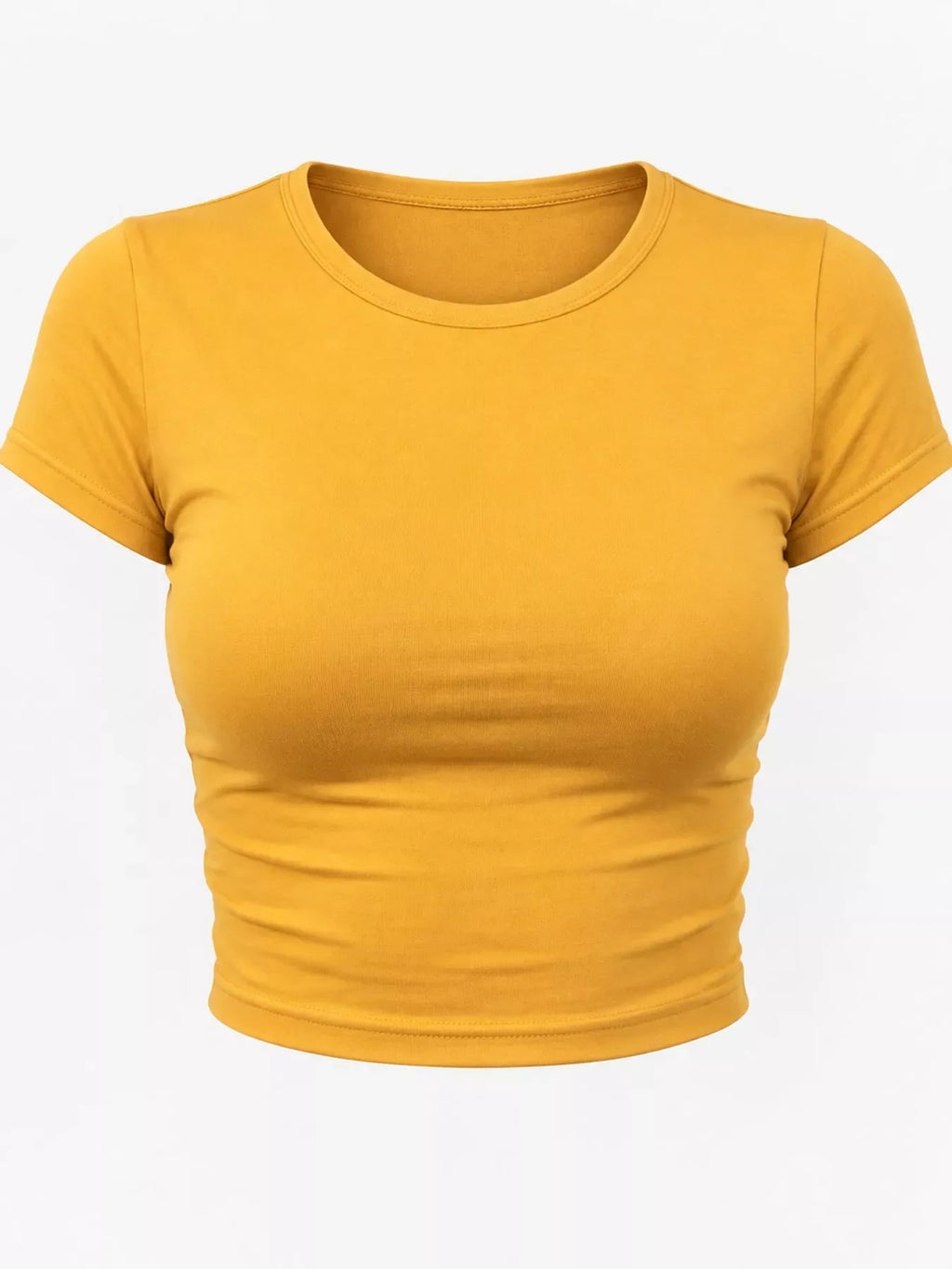 Slim Fit Basic Crew Neck Short Sleeve Crop T-Shirt