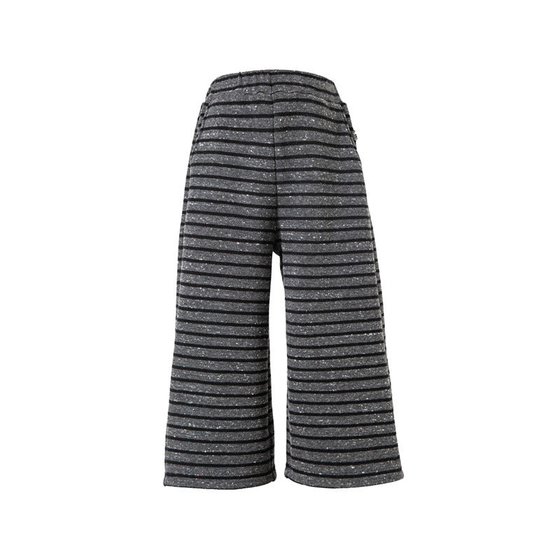 Girls Striped Loose-fit Casual Wide-leg Pants