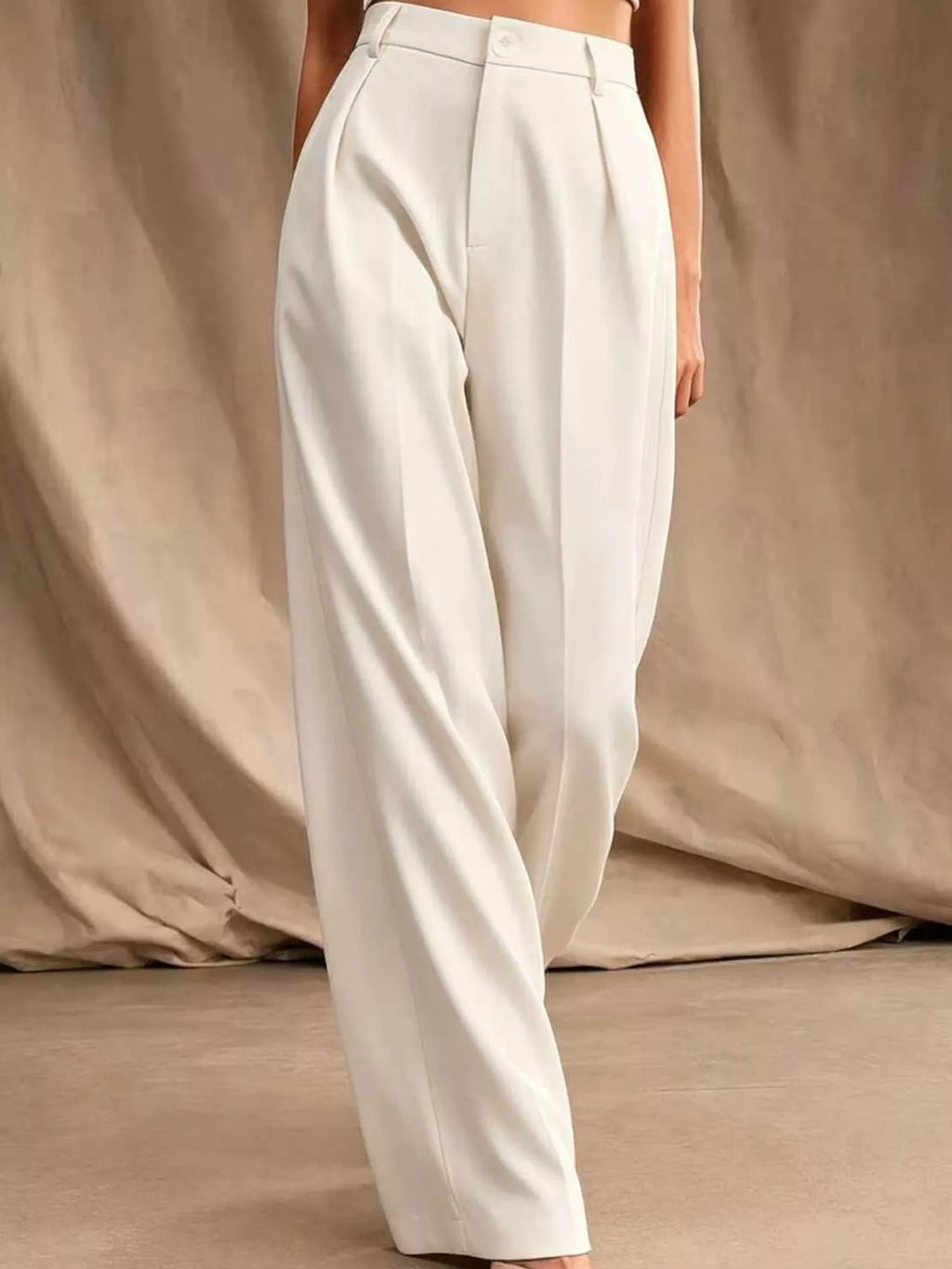 High-Waisted Pleated Wide-Leg Pants