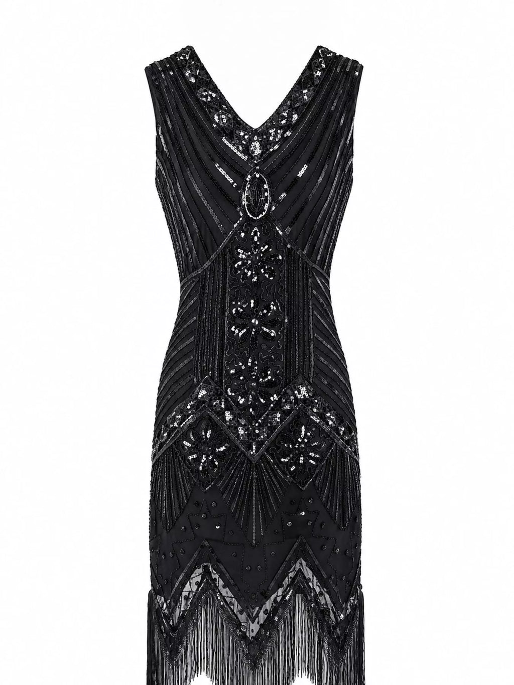 Full Size Sequin Fringe Hem Sleeveless Dress Plus Size