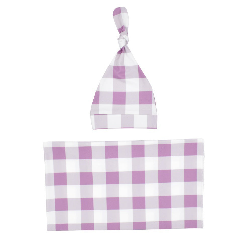 Newborn Swaddle Blanket And Knotted Baby Hat 2-Piece Set