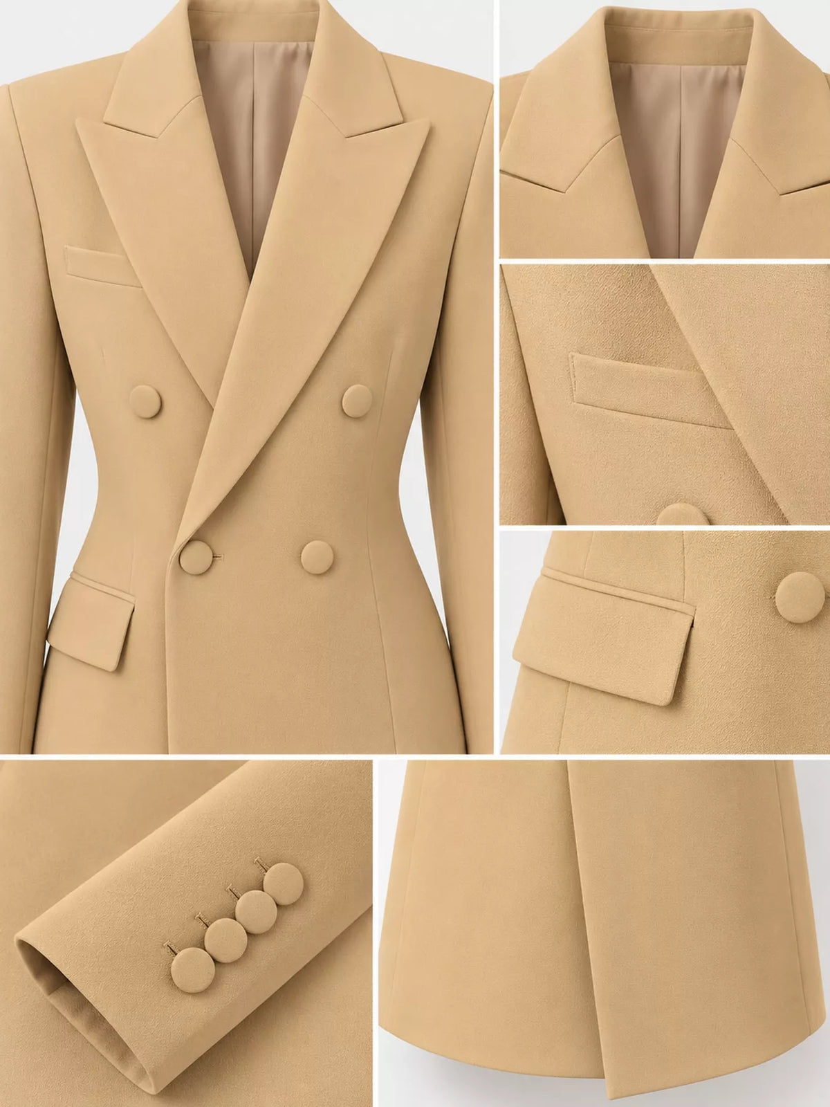 Full Size Double-Breasted Slim-Fit Blazer Plus Size