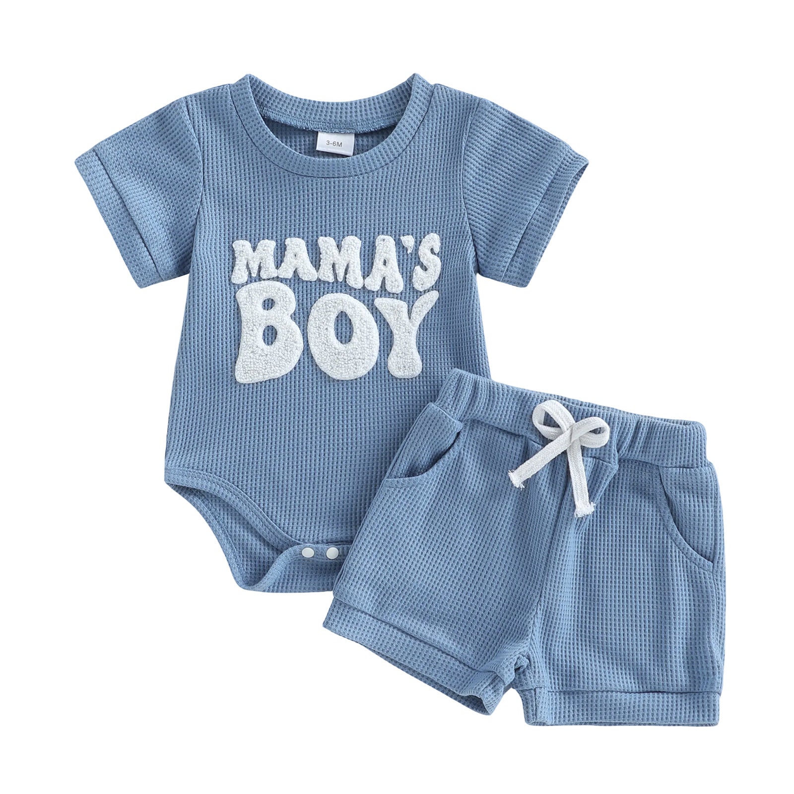 Baby Boy Short-Sleeve Embroidered Letter Romper And Shorts Two-Piece Set