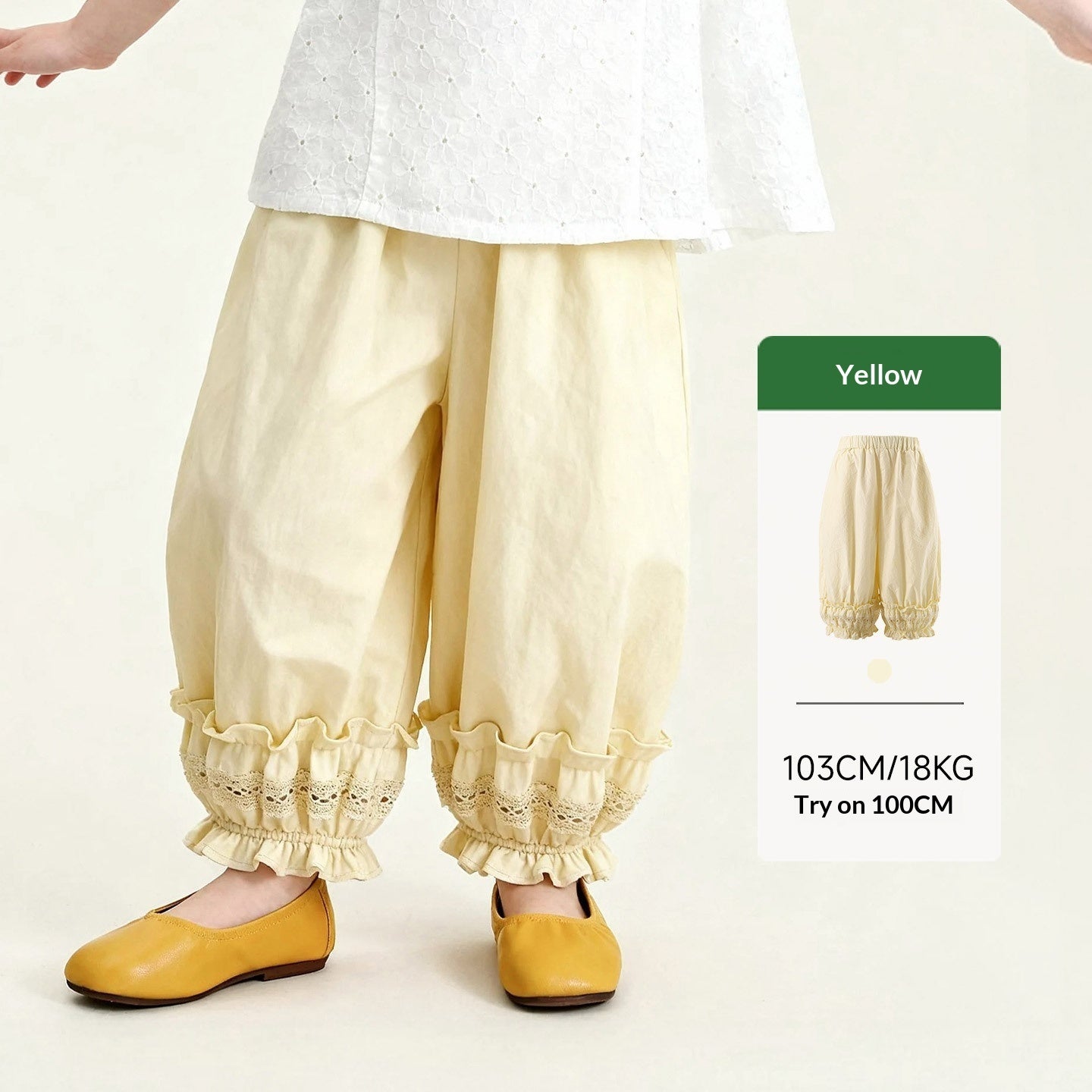 Kids Casual Pants Double-layered Lace-trimmed Ruffle Bloomers