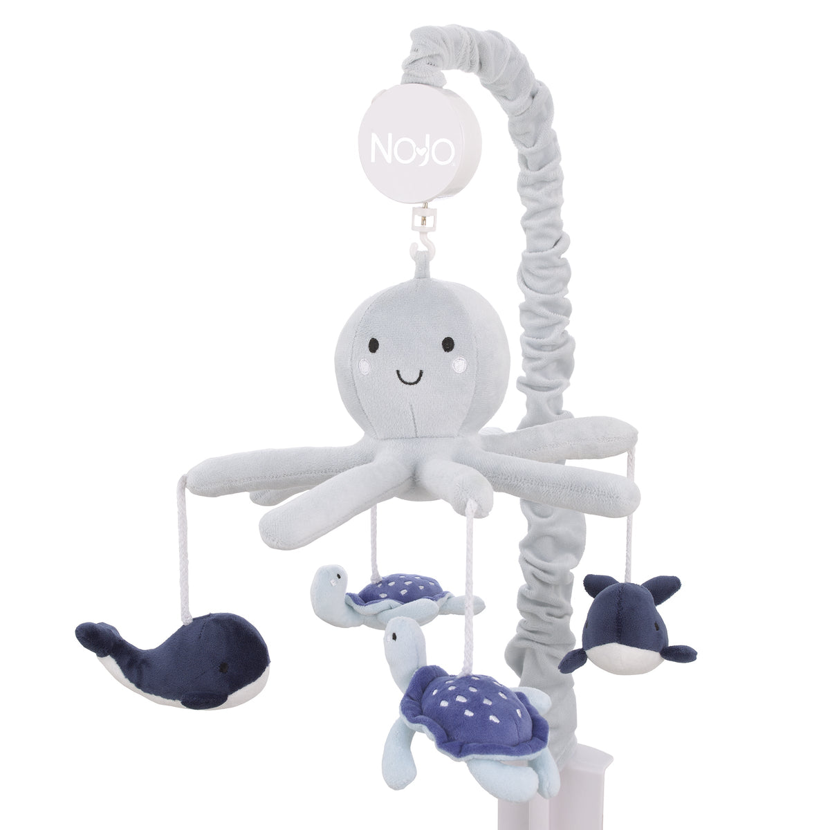 Plush Octopus Gray and Navy Whales and Sea Turtles Musical Mobile