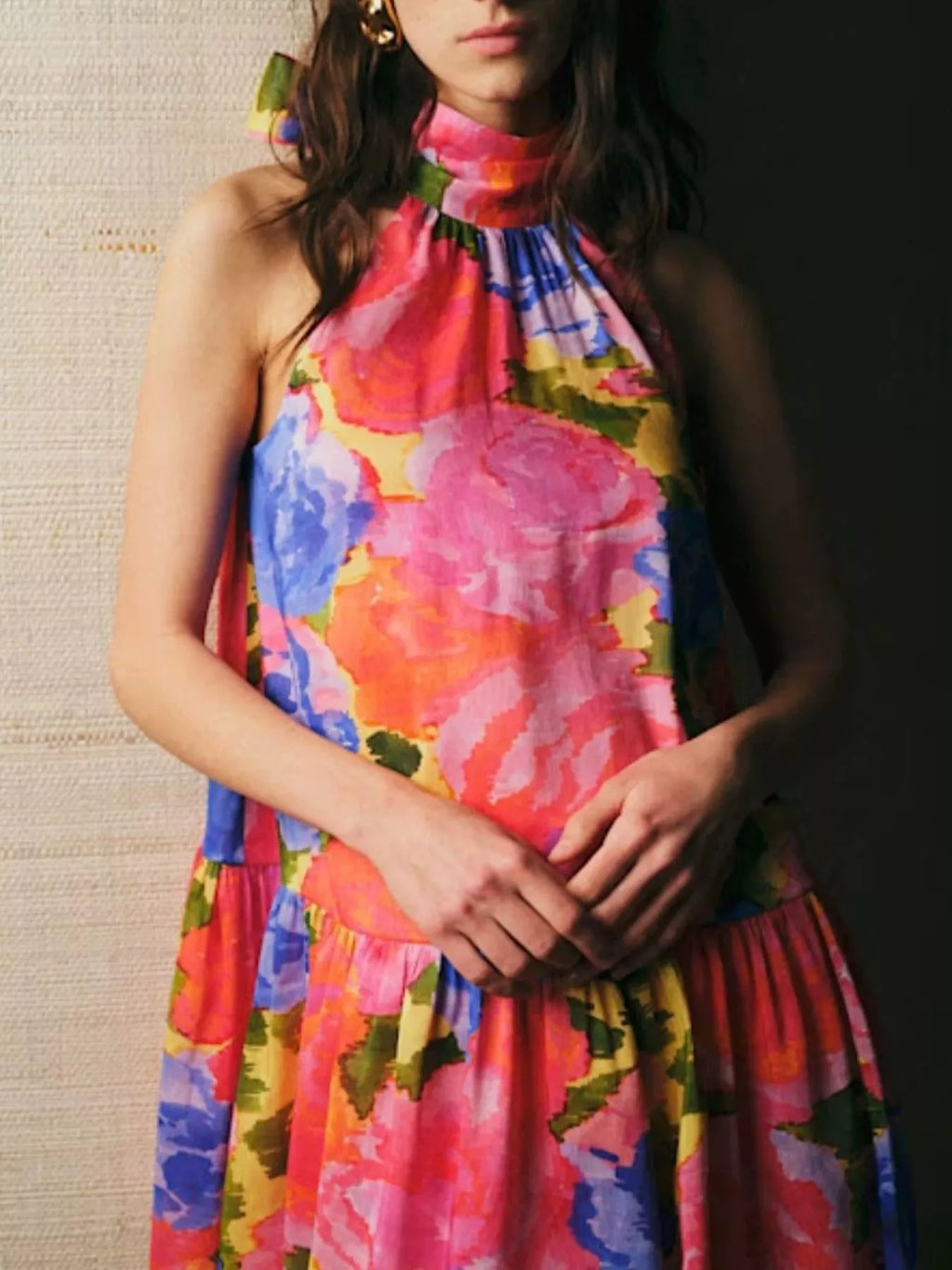 Full Size Floral Print Sleeveless Mini Dress Plus Size