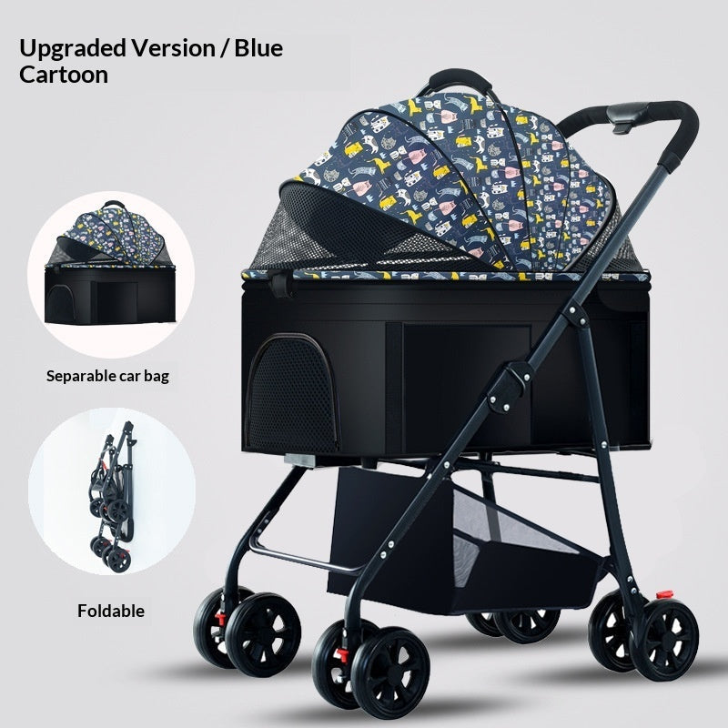 Pet Stroller For Dogs And Cats Portable Detachable Cage With Folding Design For Outdoor Potty Breaks
