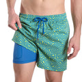 Deco Maze, Key Lime Hybrid Short, Compression Lined Swim and Resort Trunk