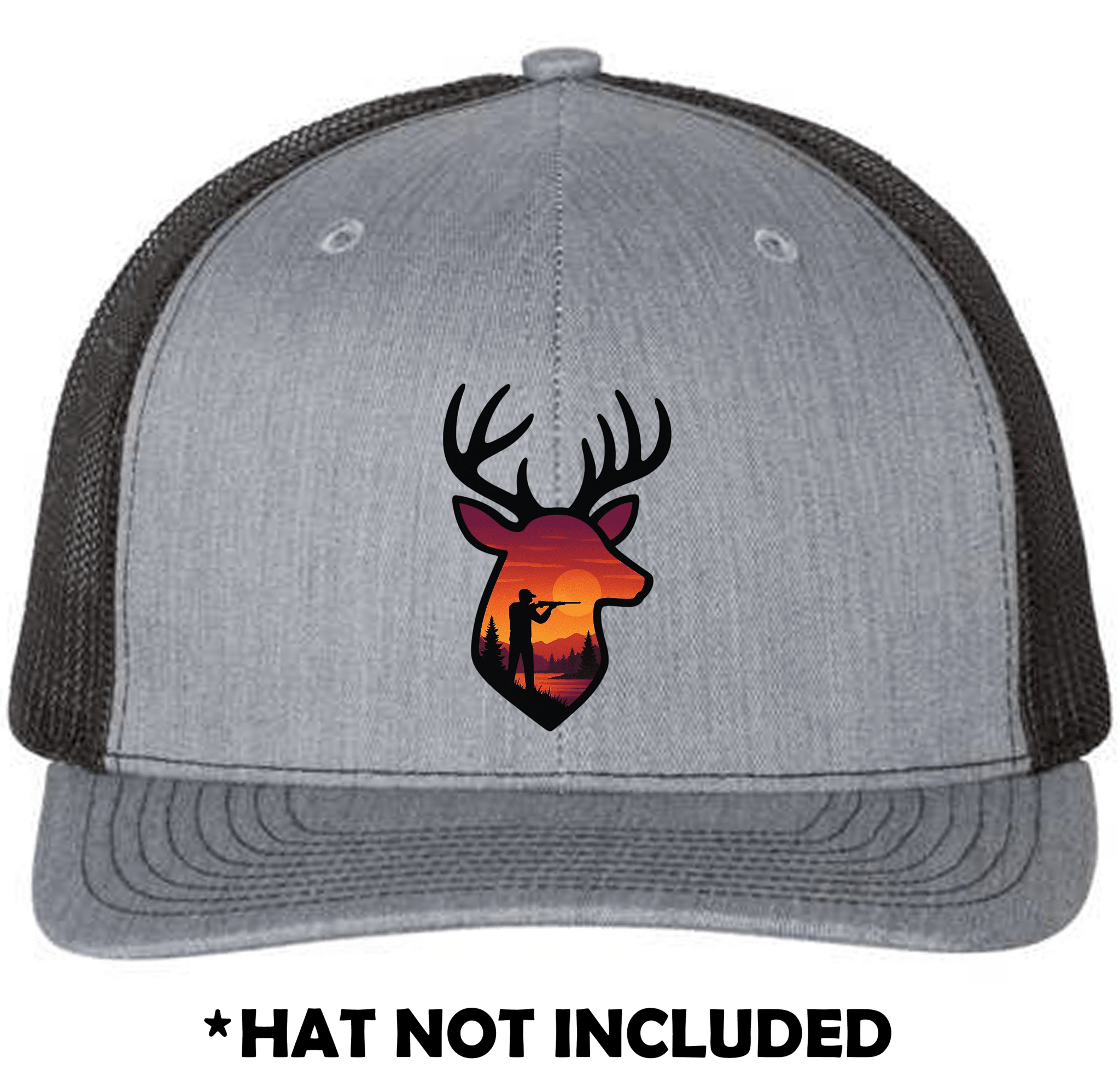 Deer Head with Sunset Hunting Scene UV Printed Hat Patch