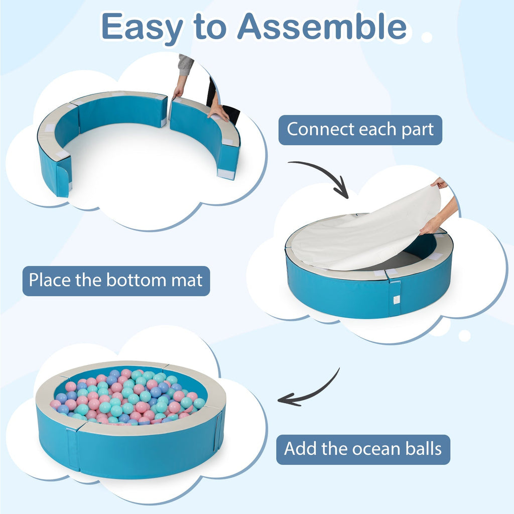 Detachable Foam Ball Pit with 50 Colorful Ocean Balls