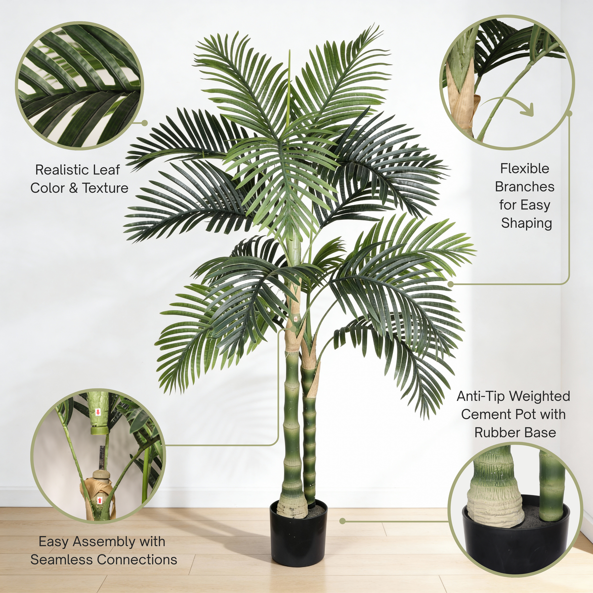 5FT Golden Cane Artificial Palm Tree with