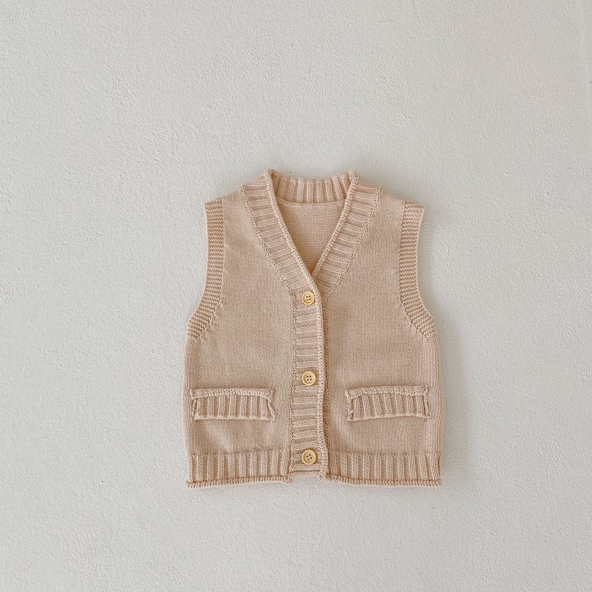 V-neck Cardigan Cotton Knit Sweater Vest Coat