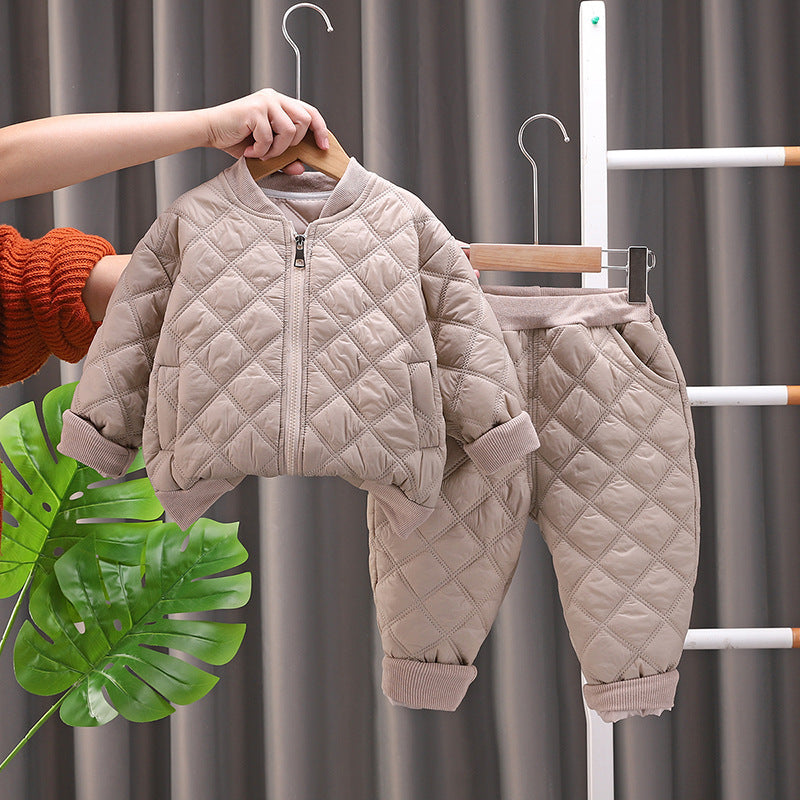 Boys And Girls Fashion Personality Fleece-lined Suit