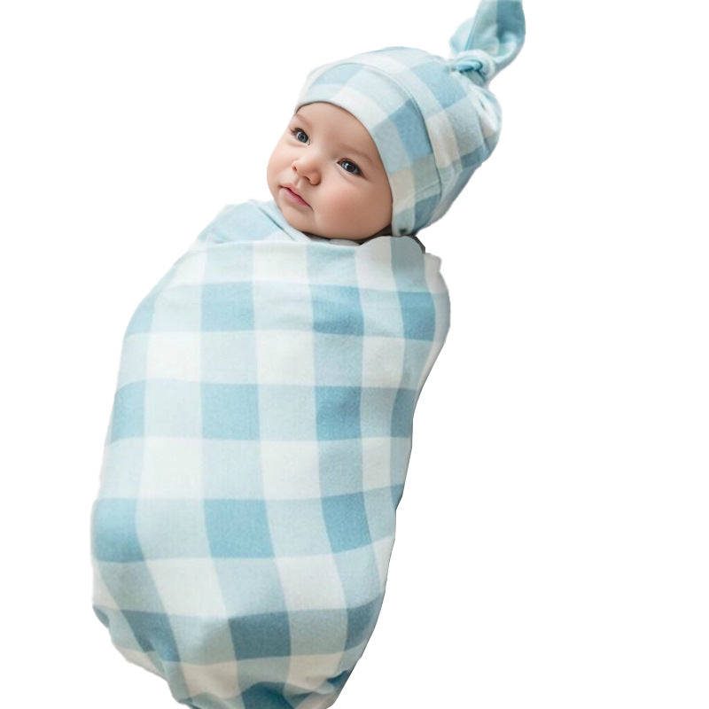 Newborn Swaddle Blanket And Knotted Baby Hat 2-Piece Set