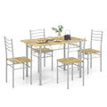 5 Pieces Wood Metal Dining Table Set with 4 Chairs