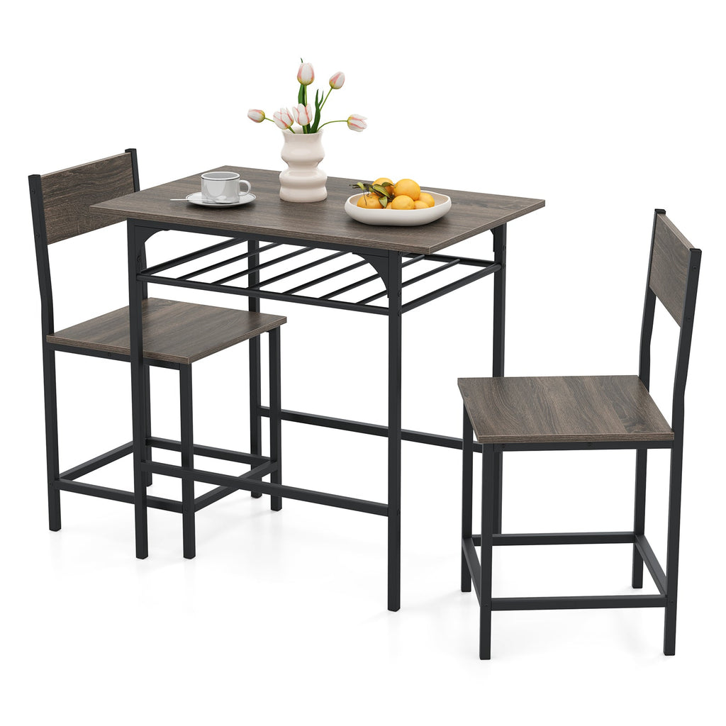 Dining Table Set with Metal Frame and Storage Rack