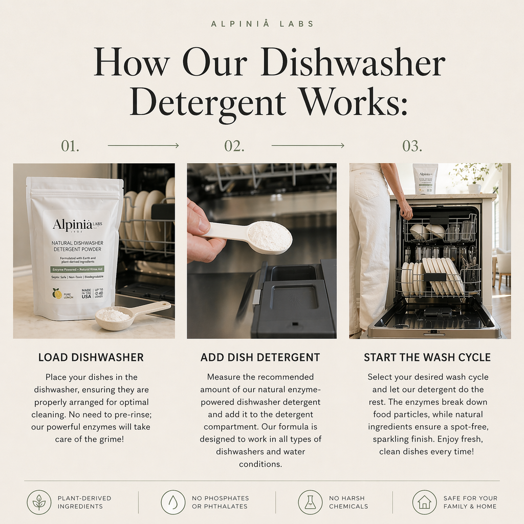 Powerful Dishwasher Detergent with Enzymes — No Microplastics, No Residue