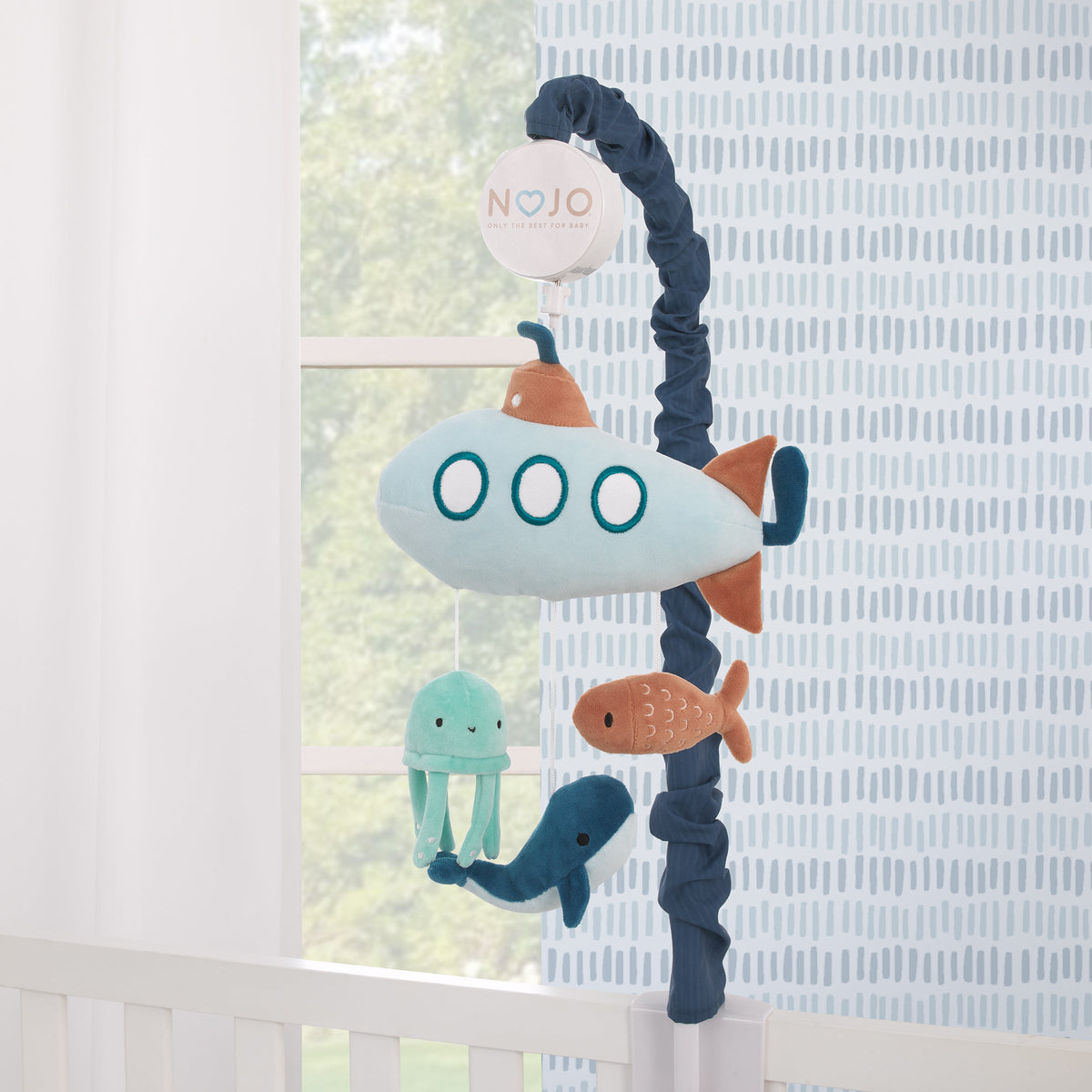 Explore Dream Discover Light Blue, Navy, and Aqua Submarine Plush Musical Mobile