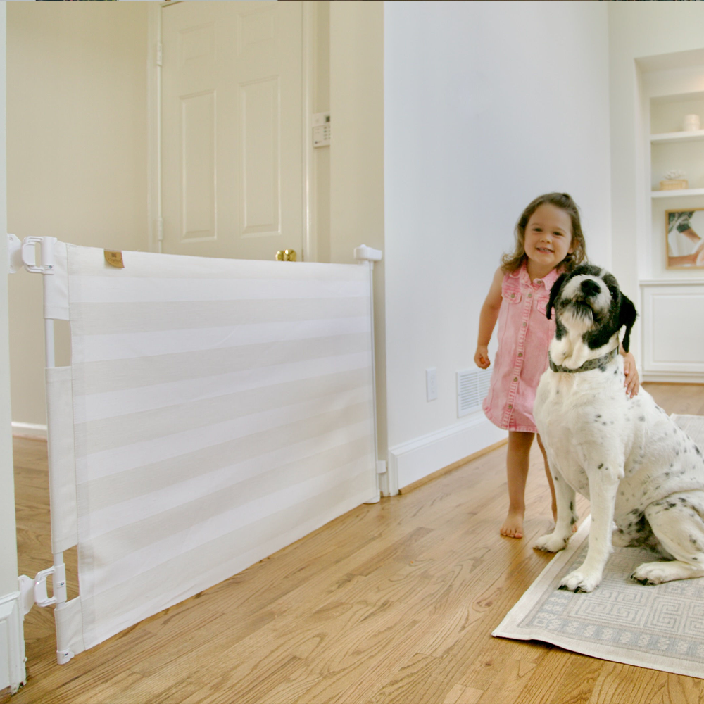 Crypton® Fabric Baby & Pet Safety Gate – Stylish, Stain-Resistant, PFAS-Free | fit openings from 27.6" to 55" wide and stand 33"