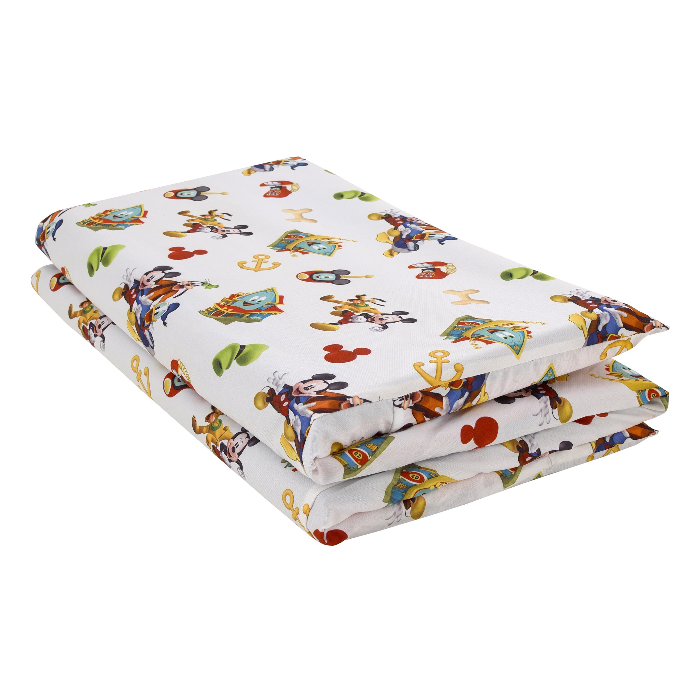 Mickey Mouse Funhouse Crew Blue, Red, Yellow, and White, Funny, Donald Duck, Goofy and Pluto Preschool Nap Pad Sheet