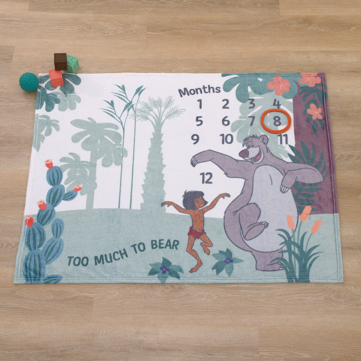 Jungle Book Green and White Too Much To Bear Super Soft Photo Op Milestone Baby Blanket