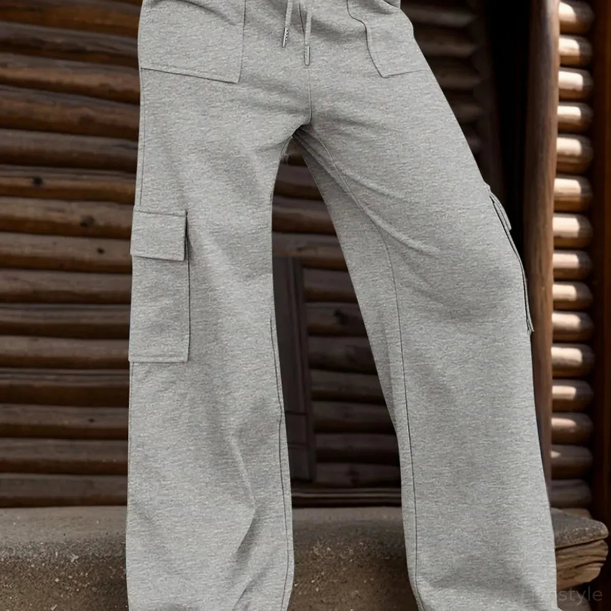 Drawstring Wide Leg Active Pants with Pockets