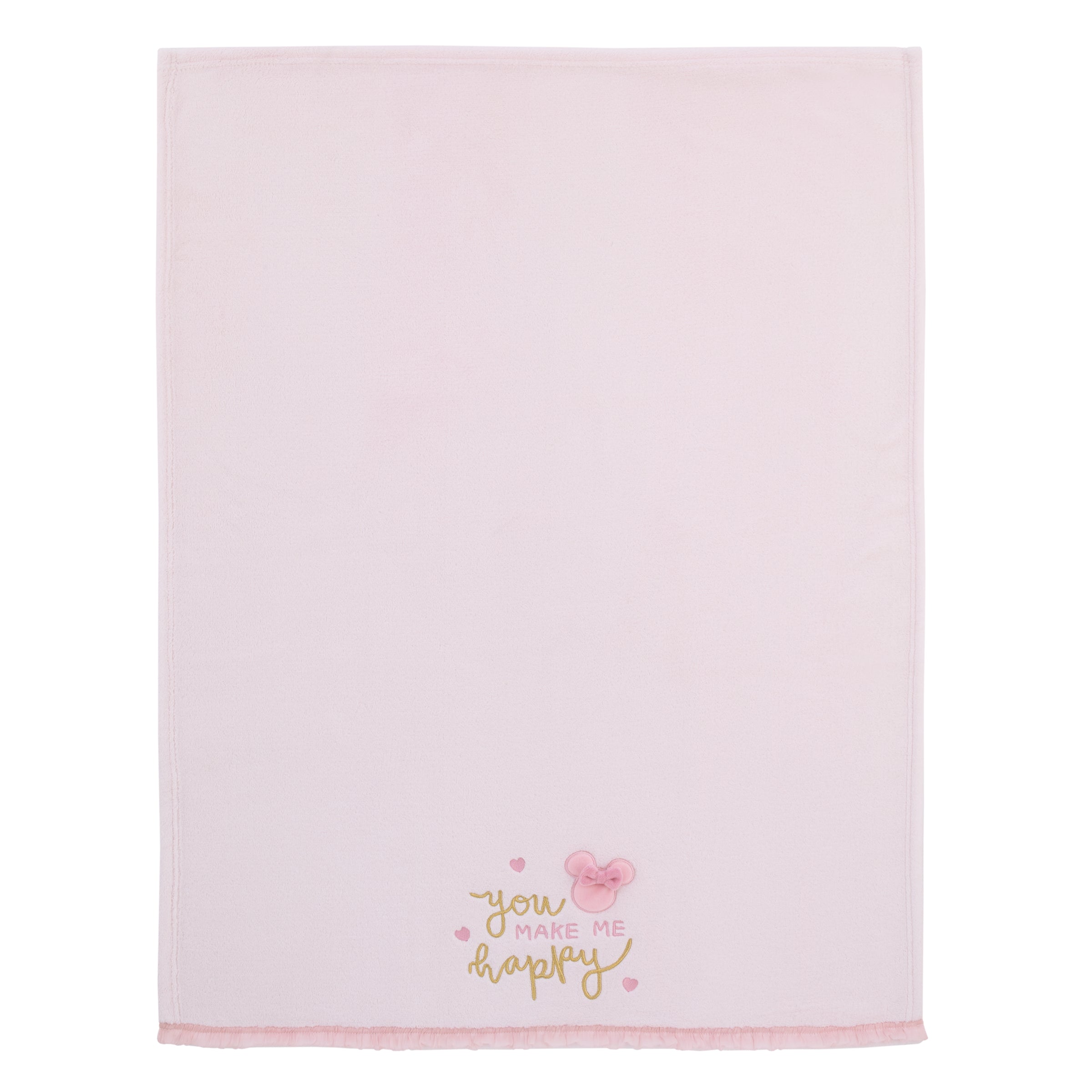 Minnie Mouse My Happy Place Pink Super Soft Appliqued Baby Blanket