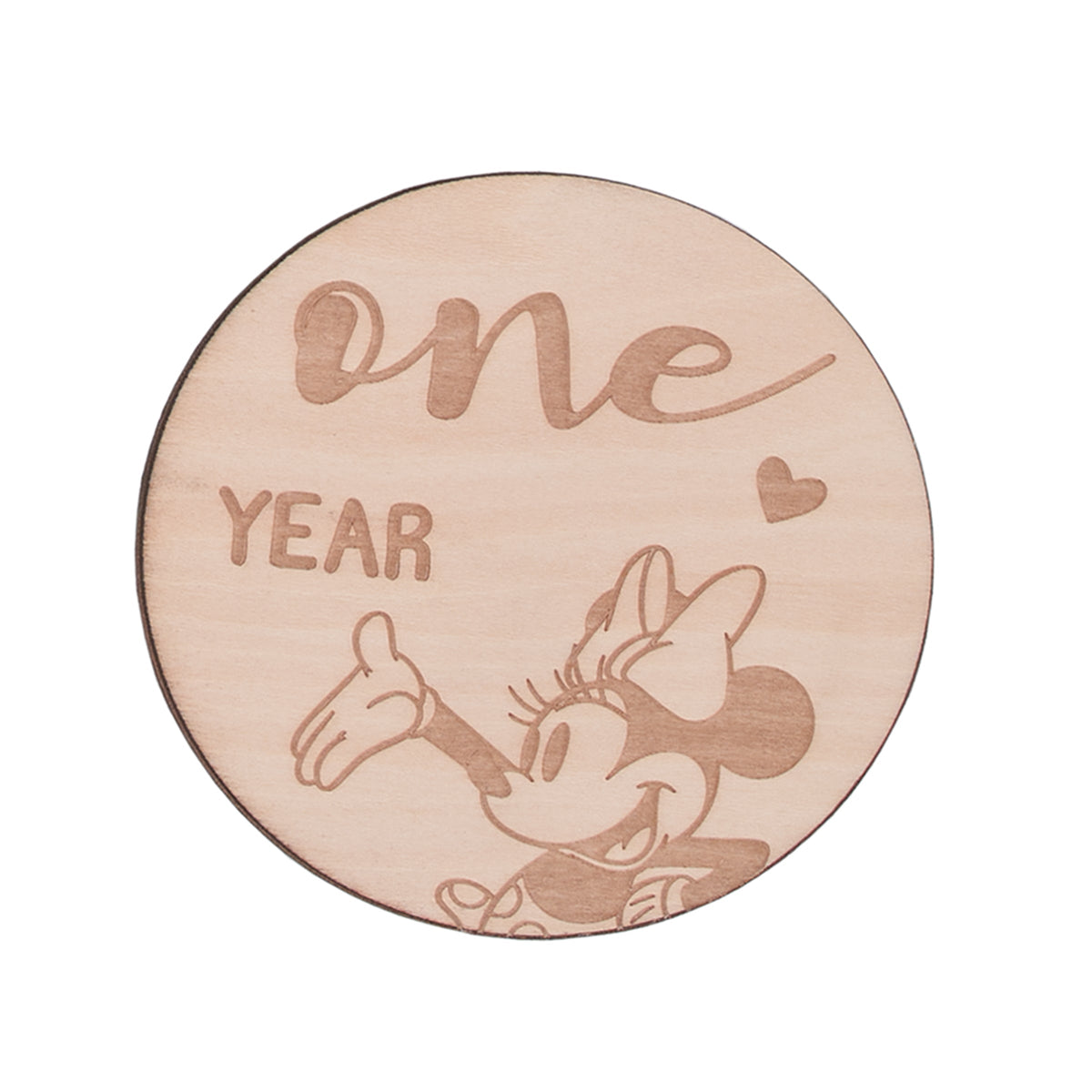Minnie Mouse Natural Wood Tone, 12 Piece Wooden Engraved Milestone Cards