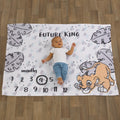 Disney Lion King Simba, Grey, White and Tan Super Soft Milestone Baby Blanket