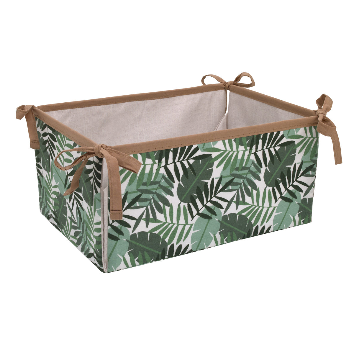 Jungle Paradise Green, Gray, and Tan Lion, Sloth, and Leopard Palm Leaf 4 Piece Nursery Crib Bedding Set - Comforter, 100% Cotton Fitted Sheet, Crib Skirt, and Storage Caddy