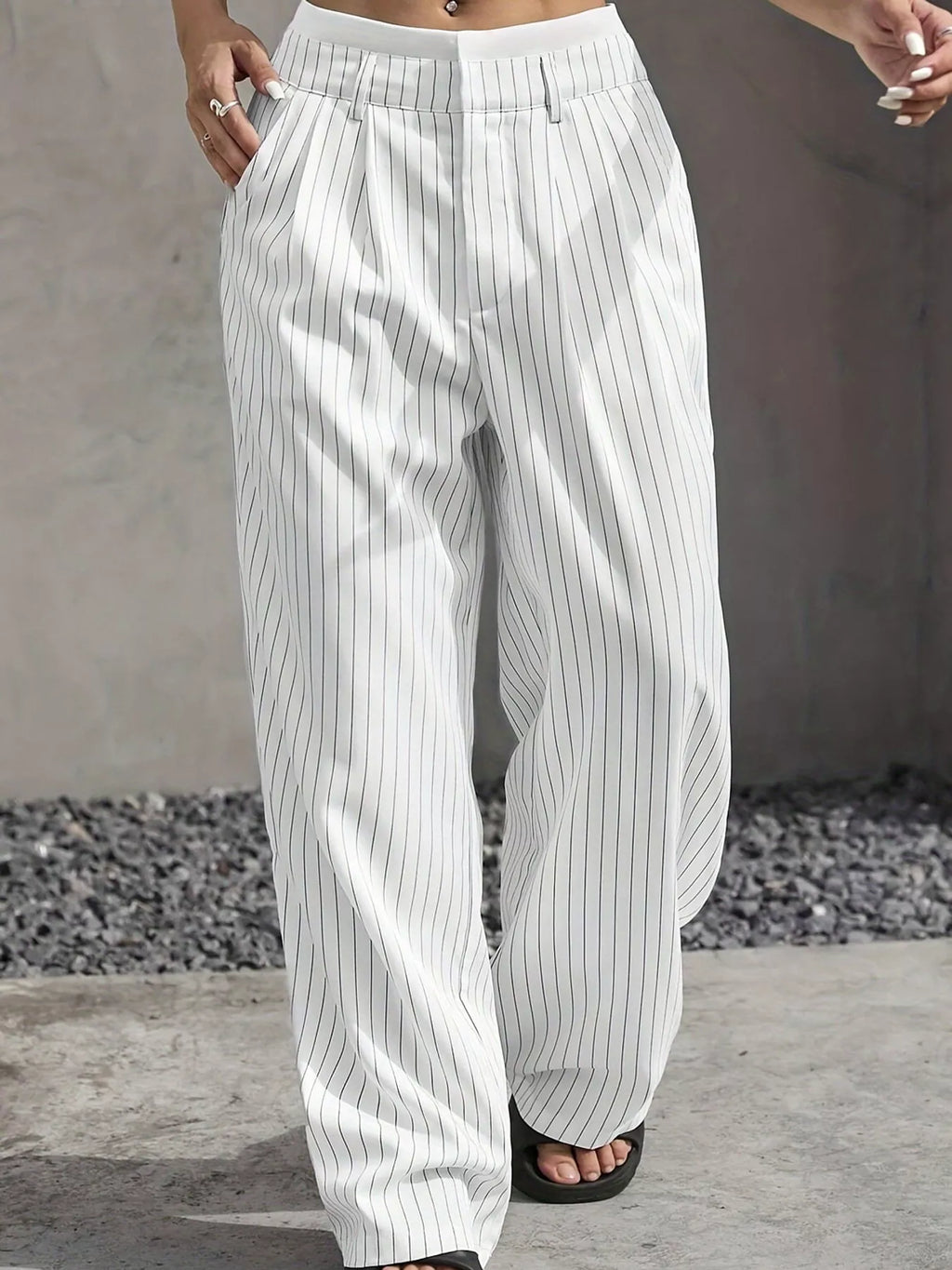 Striped Wide-Leg Pants