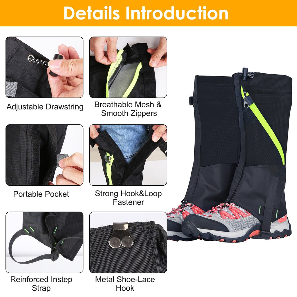 Leg Gaiters for Snow, Waterproof Leg Cover for Hiking