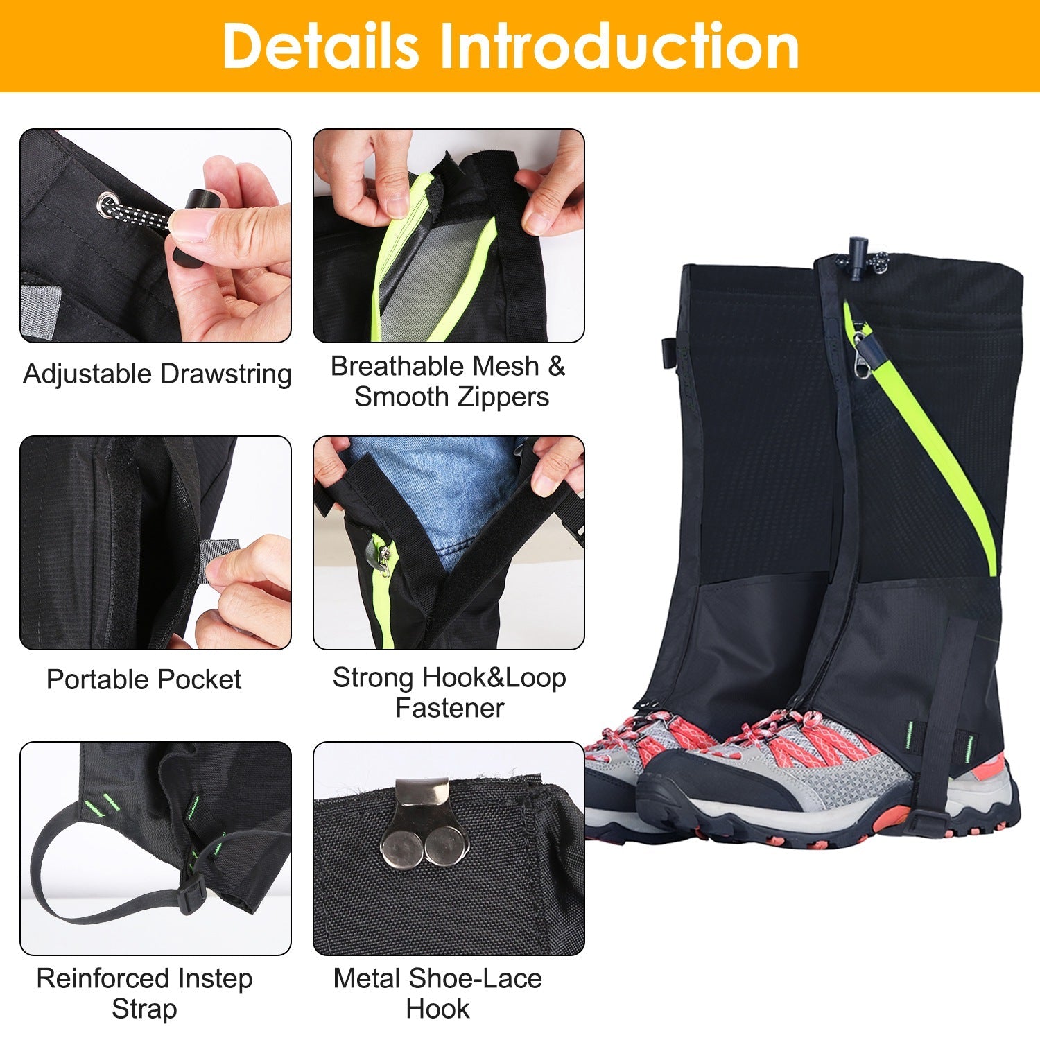 Leg Gaiters for Snow, Waterproof Leg Cover for Hiking