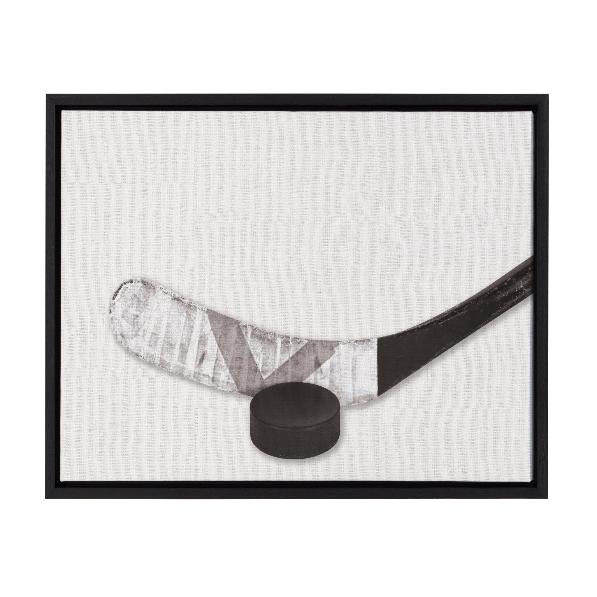 Sylvie Horizontal Hockey Stick And Puck Portrait Framed Canvas, Black 18x24