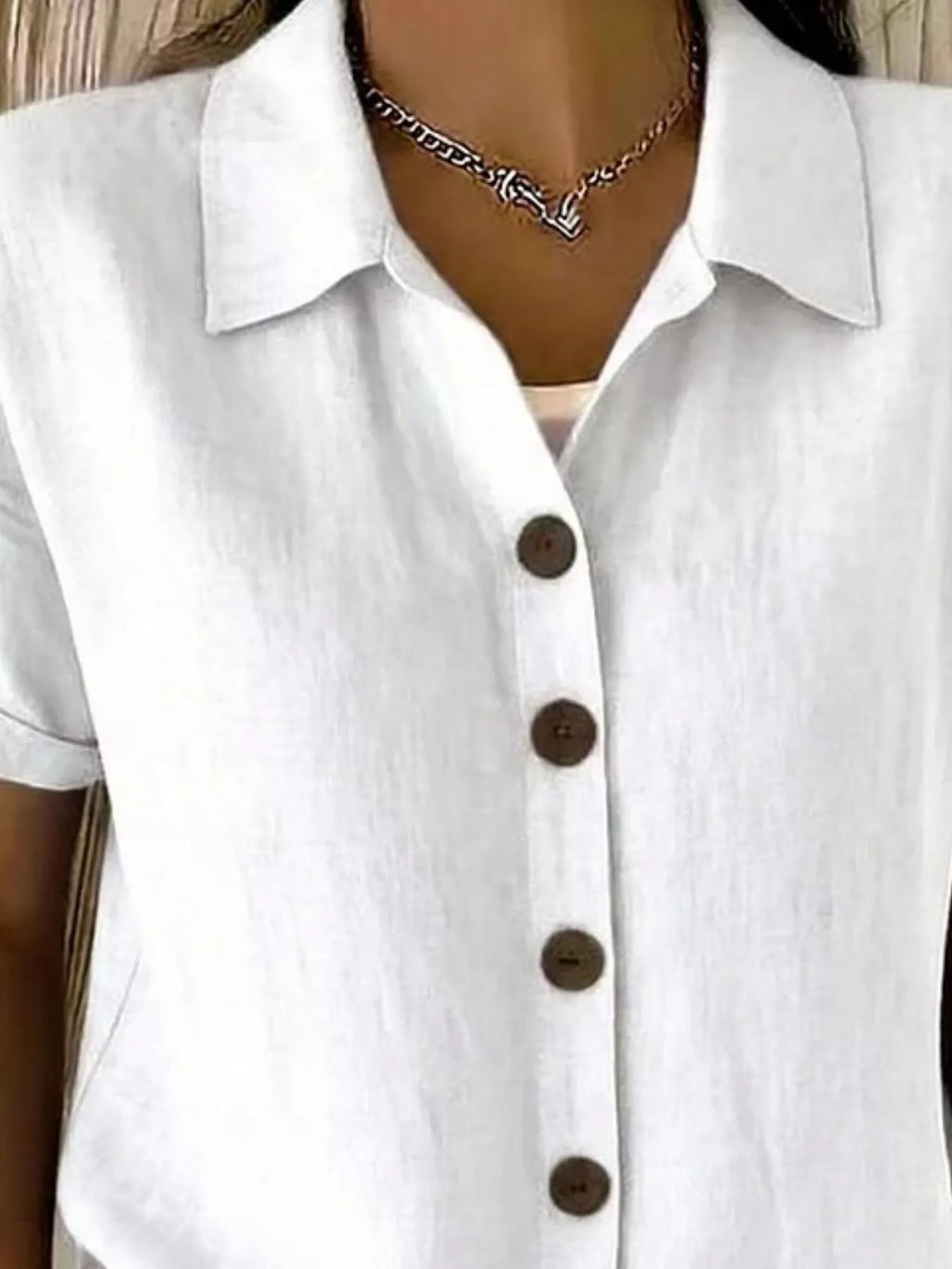 Full Size Button-Down Short Sleeve Shirt Plus Size